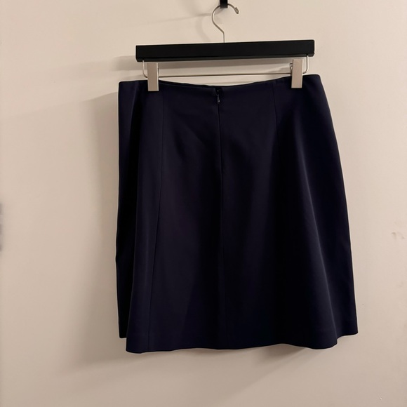 Rebecca Taylor Navy Pleated Skirt Leather Trim - Picture 5 of 7